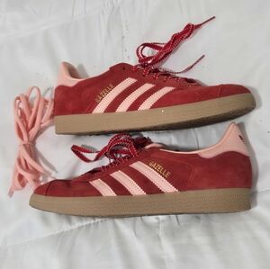 Adidas Gazelle Red and Pink Suede Shoes
